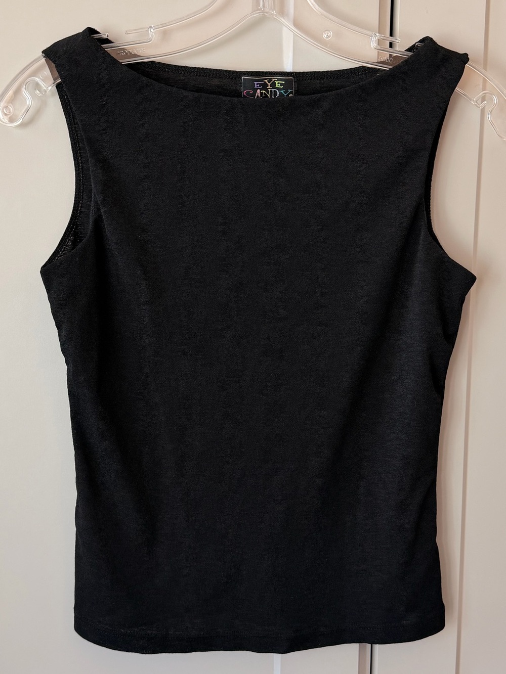 Y2K Eye Candy Black Boat Neck Fitted Tank Top M